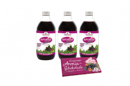 Kräutersaft Aktiv im 3er Set + Aroniaschokolade gratis Kräutersaft Aktiv im 3er Set + Aroniaschokolade gratis